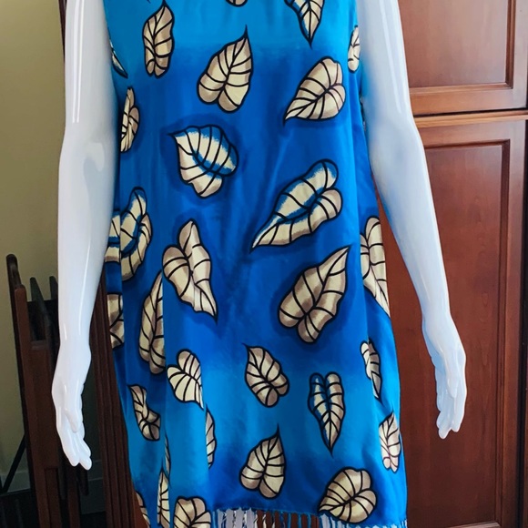 Comfy cobalt blue rayon summer dress with tassels finish beach dress cover-up XL - Picture 4 of 9